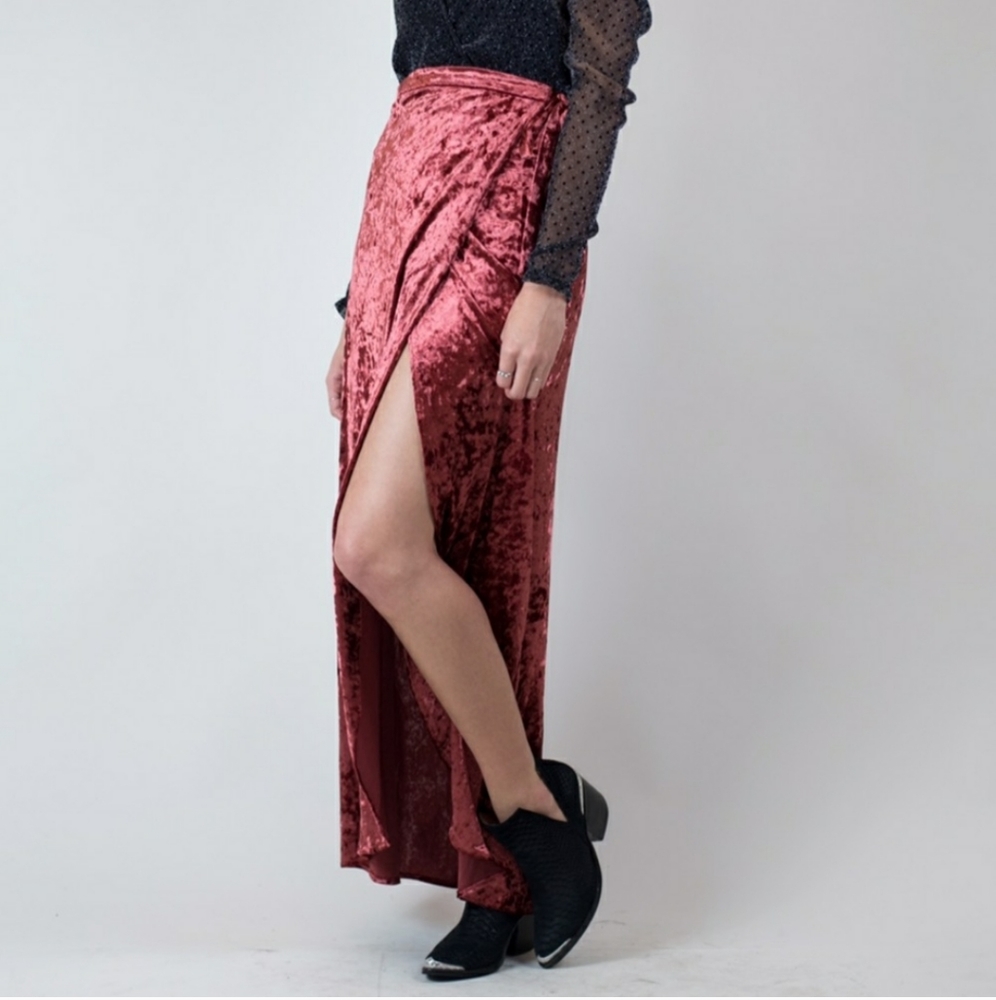 Band of Gypsies Crushed Velvet Wrap Skirt
